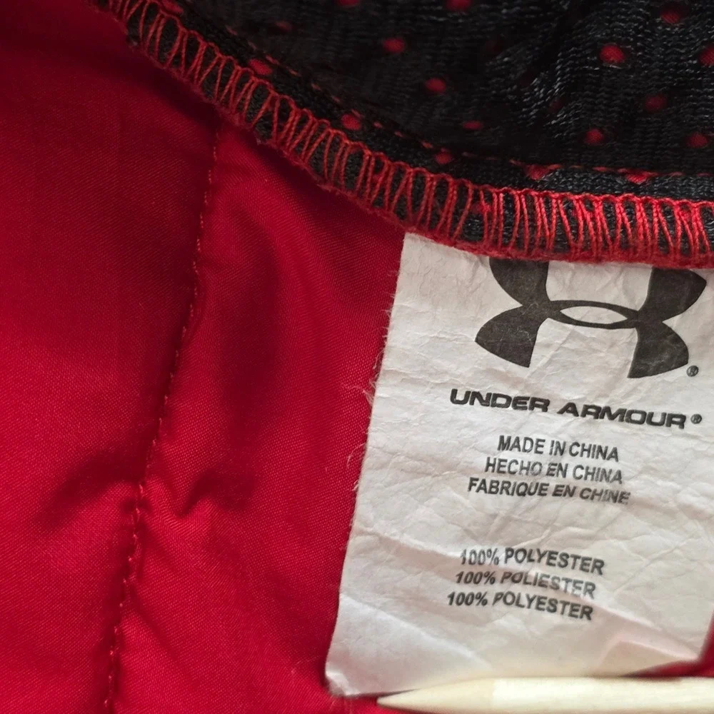 Under Armour Kids Puffer Hooded Jacket Red Black Full Zip‎ ColdGear Size YXL